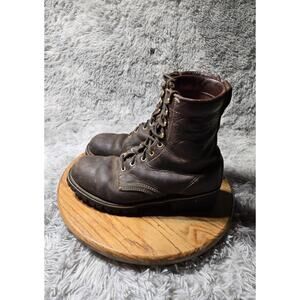 Vintage Cedar Crest Lace Up Brown Leather Combat Logger Work Boot Size 12 Inches